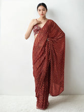 Chinon Digital Print Ready To Wear Saree With Blouse Piece-MWB-VP5004-MARUN